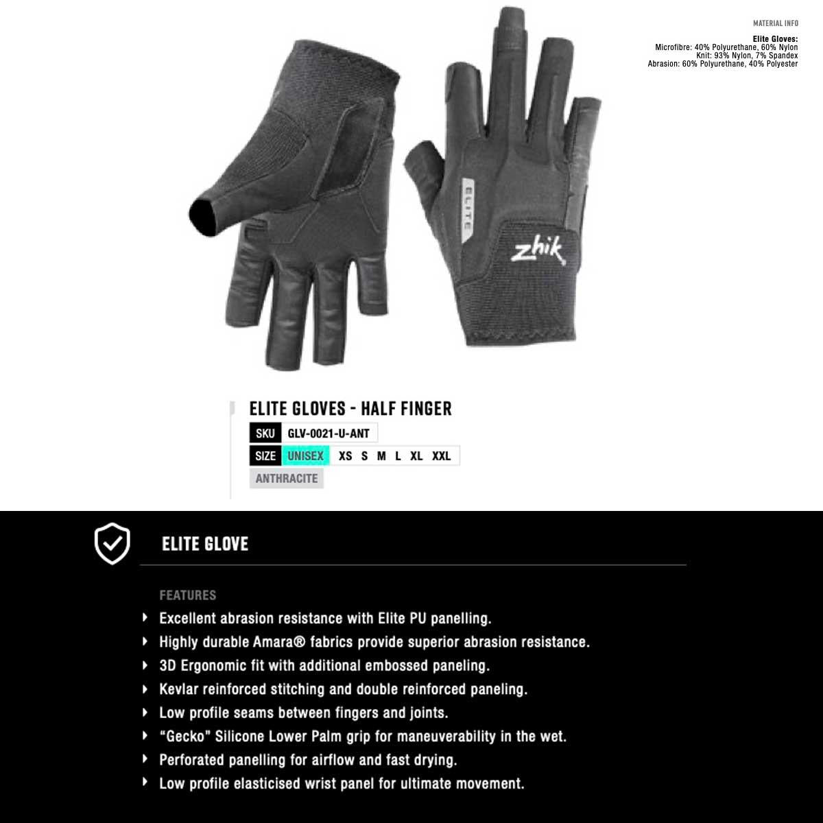 Zhik Elite Sailing Gloves Short Finger