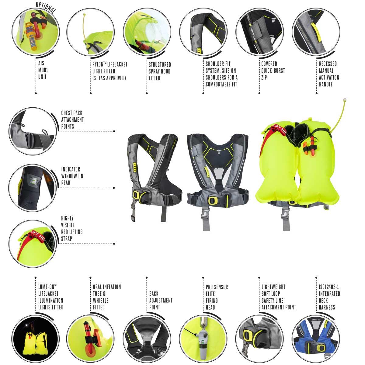 Spinlock Deckvest 6D 170N Life Jacket Harness - Black