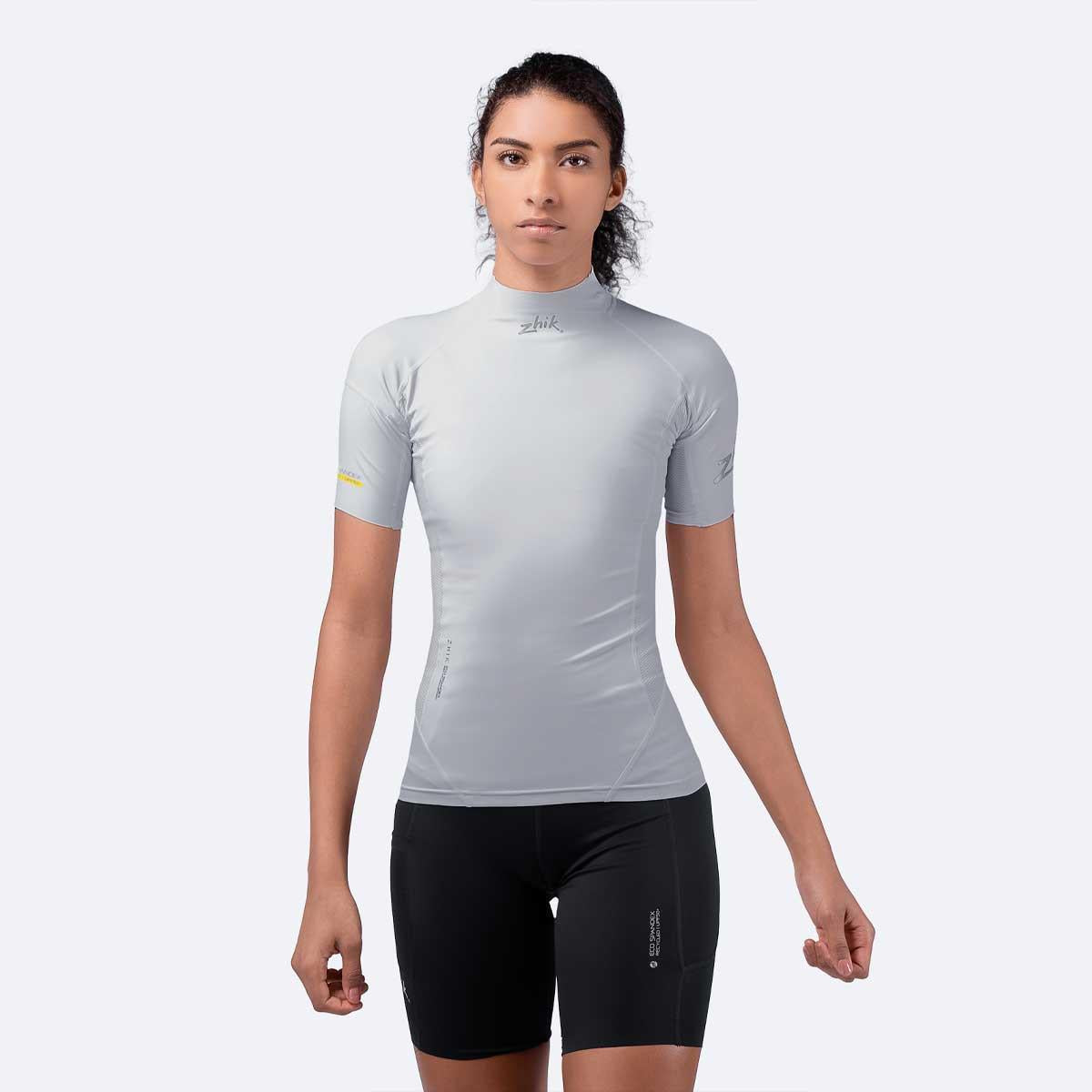 Zhik Womens Short Sleeve Spandex Rash Vest Top - Platinum